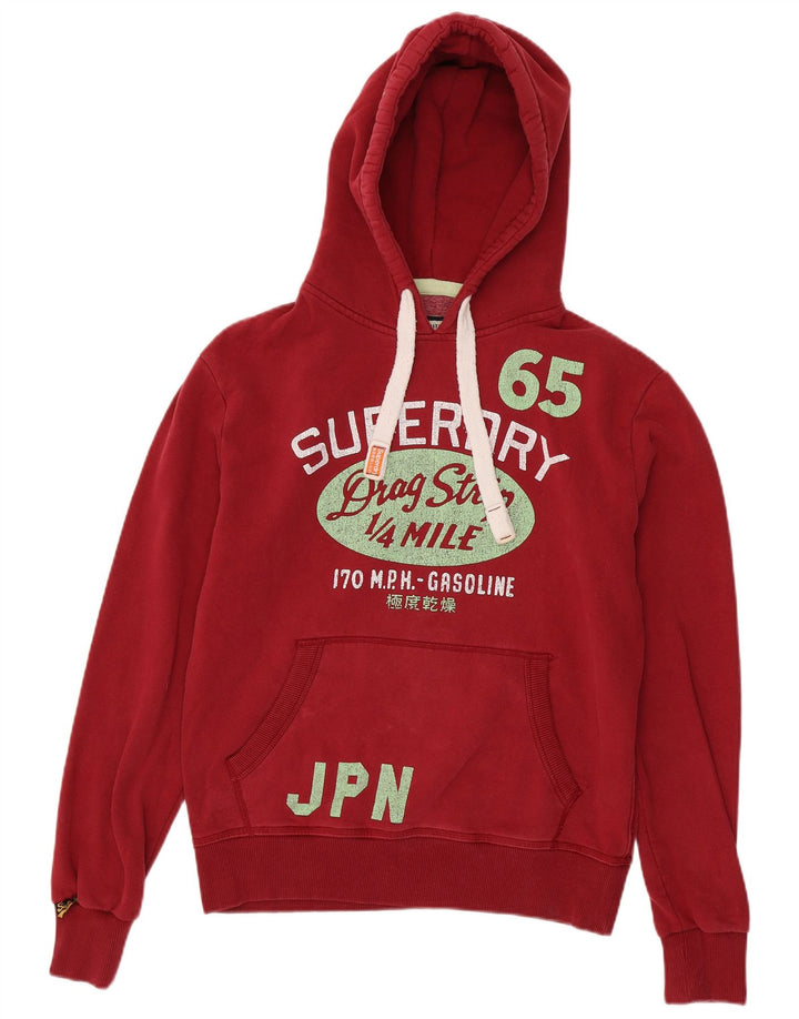 Superdry Herren-Kapuzenpullover mit Grafik, mittelrote Baumwolle