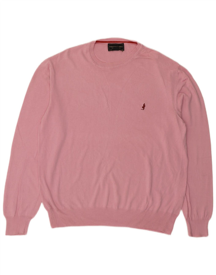 Marlboro Classics Herren-Pullover mit Rundhalsausschnitt, 2XL, rosa Baumwolle
