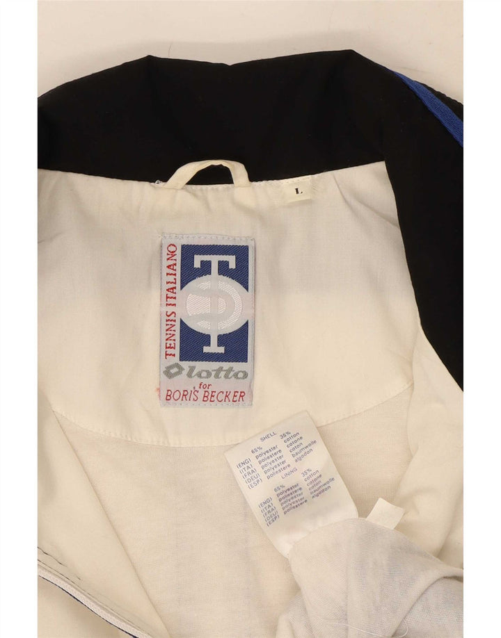 Lotto Herren-Trainingsanzug-Oberteil, Jacke, groß, weißes Farbblock-Polyester