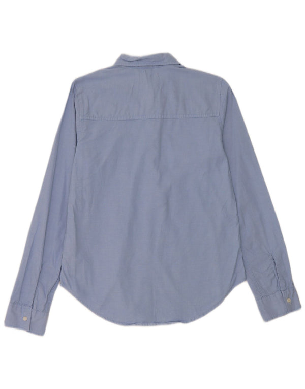 Hollister Damen Stretch-Hemd UK 10 Small Blau Baumwolle
