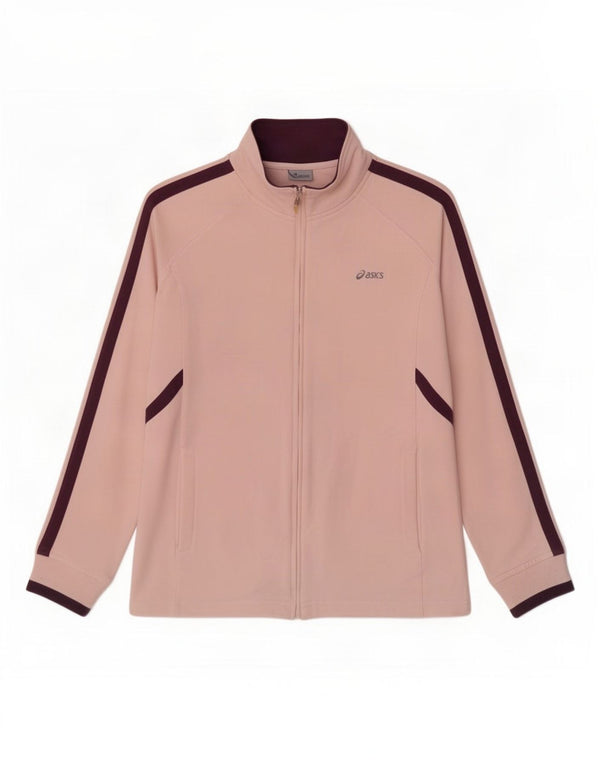 Asics Damen-Trainingsanzug-Top-Jacke UK 12 Mittelrosa Colourblock-Baumwolle