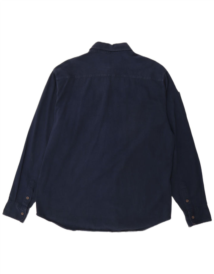 Carrera Herrenhemd Größe 43/44 XL Marineblaue Baumwolle