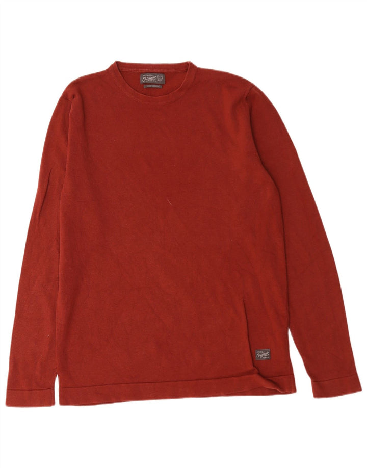 Jack & Jones Herren-Pullover mit Rundhalsausschnitt, mittelrote Baumwolle