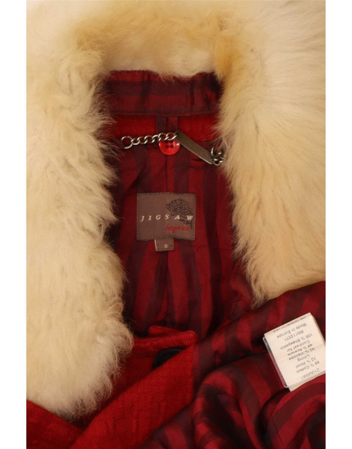 Jigsaw Damenmantel UK 8 Small Red Check Baumwolle