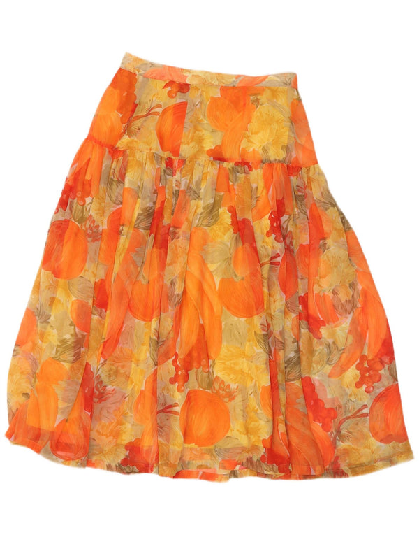 Vintage Damen A-Linie Rock W30 Medium Orange Floral