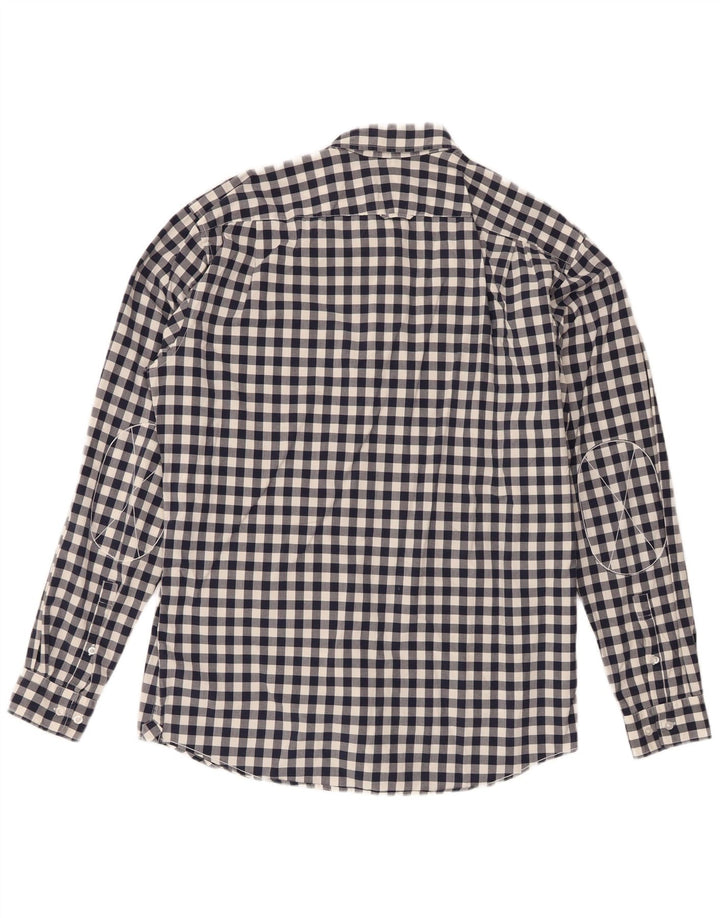 Lacoste Herren-Hemd mit normaler Passform, Größe 40, mittelmarineblaue Gingham-Baumwolle