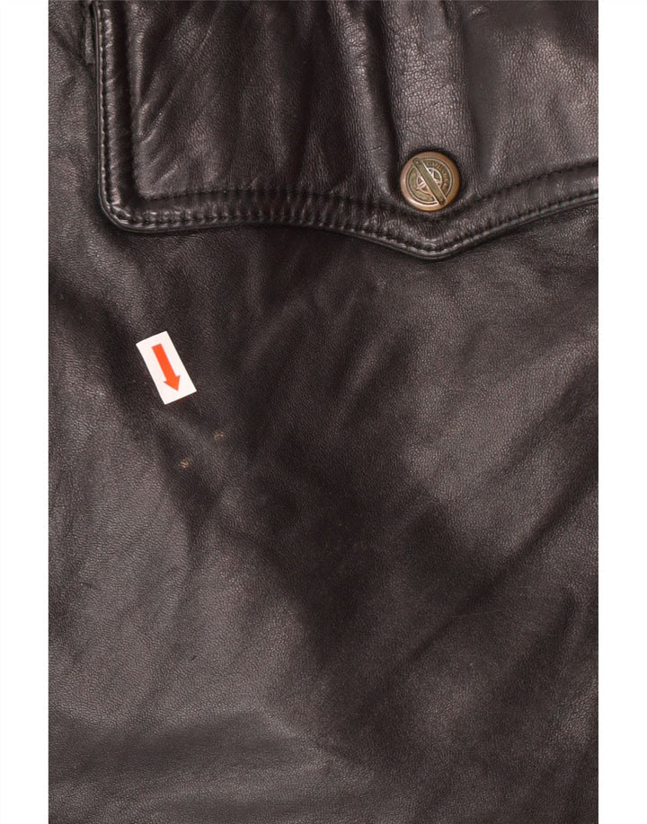 VINTAGE Herren Lederjacke IT 54 2XL Schwarzes Leder