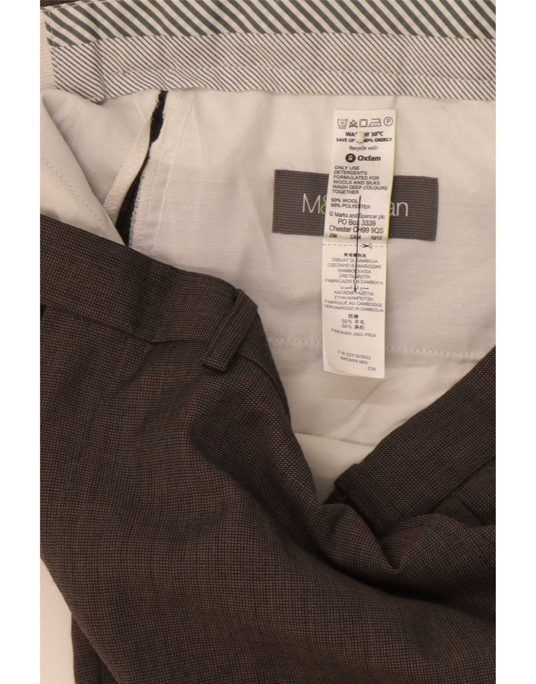 Gerade Herren-Anzughose von Marks & Spencer, W36, L31, braune Wolle