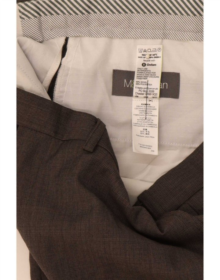 Gerade Herren-Anzughose von Marks & Spencer, W36, L31, braune Wolle