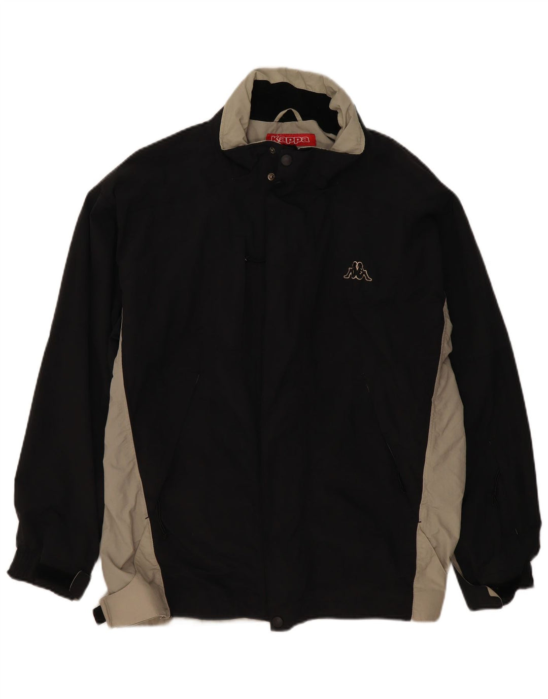 KAPPA Herren Windjacke UK 40 Large Schwarz Colourblock Polyamid