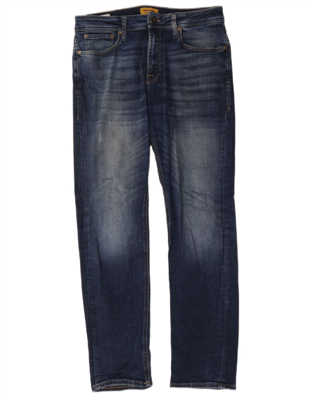 Jack & Jones Herren Straight Jeans W32 L32 Blaue Baumwolle