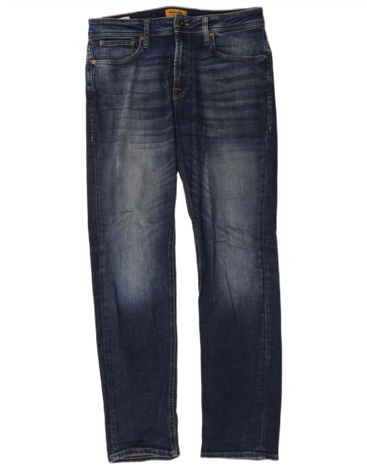 Jack & Jones Herren Straight Jeans W32 L32 Blaue Baumwolle