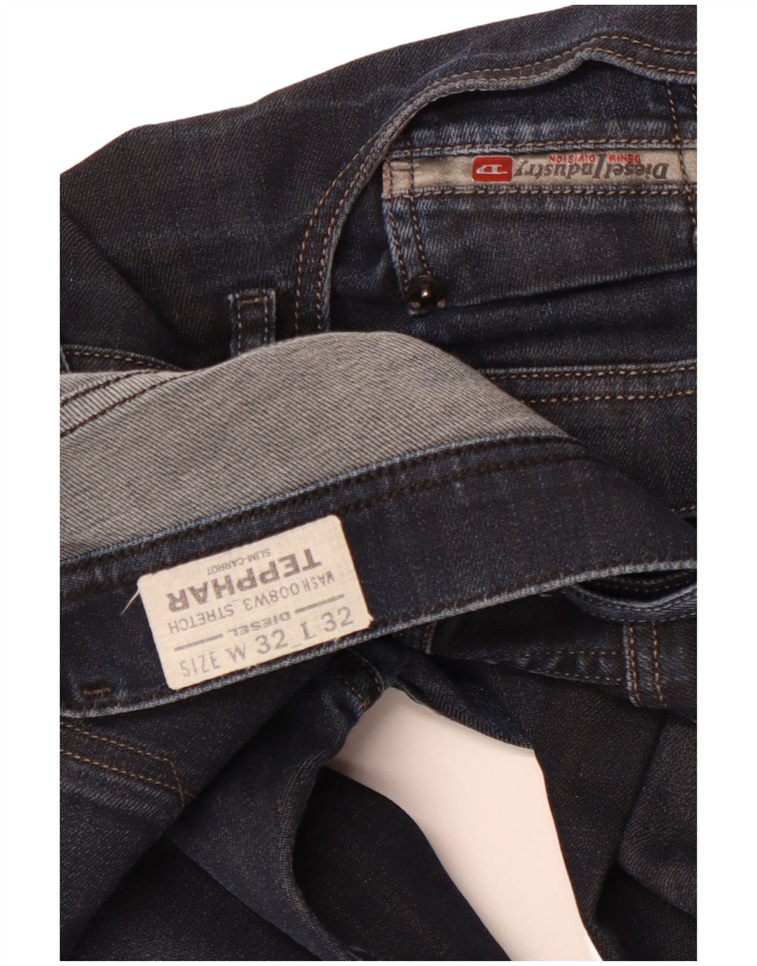 DIESEL Herren Tepphar Carrot Slim Jeans W32 L32 Marineblaue Baumwolle