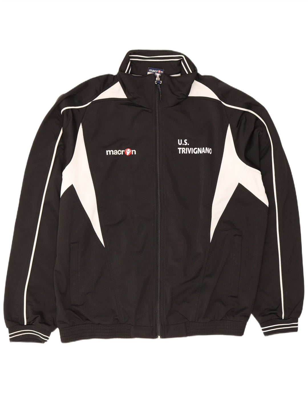 Macron Herren-Trainingsanzugoberteil mit Grafik, groß, schwarzes Farbblock-Polyester