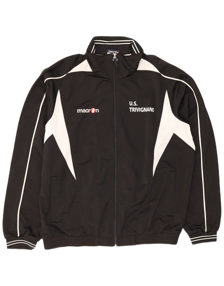 Macron Herren-Trainingsanzugoberteil mit Grafik, groß, schwarzes Farbblock-Polyester