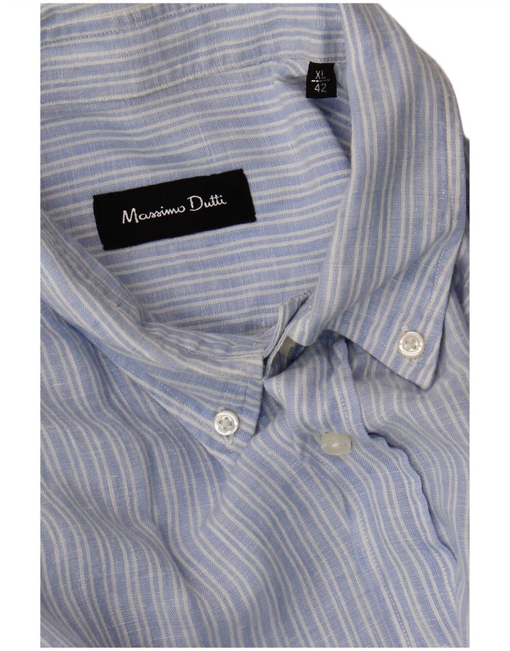 Massimo Dutti Herrenhemd XL Blauer Nadelstreifen