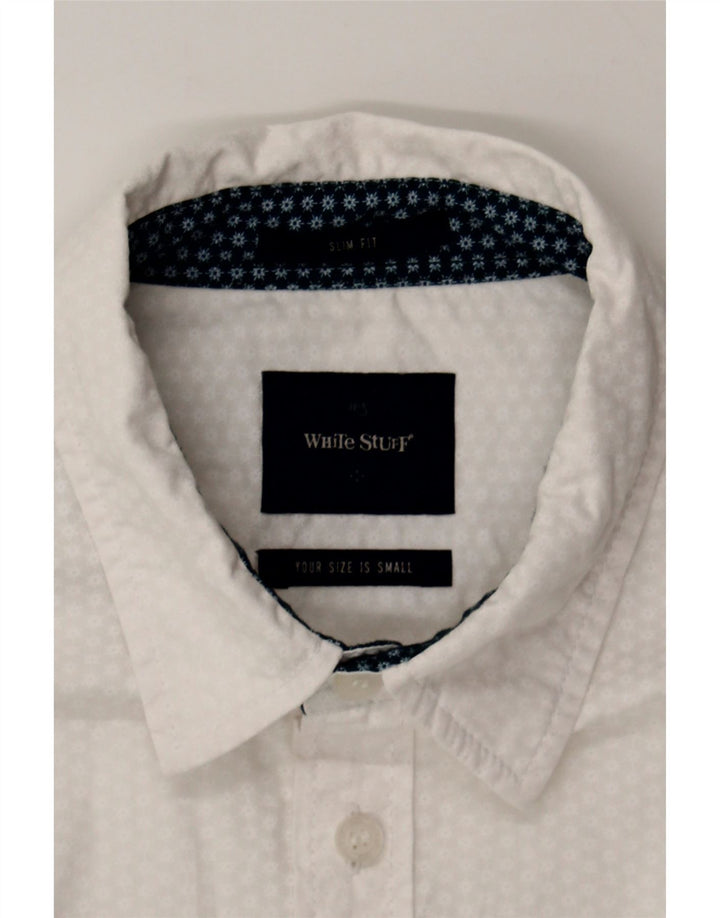 WHITE STUFF Mens Shirt Small White Floral Cotton Vintage White Stuff and Second-Hand White Stuff from Messina Hembry 