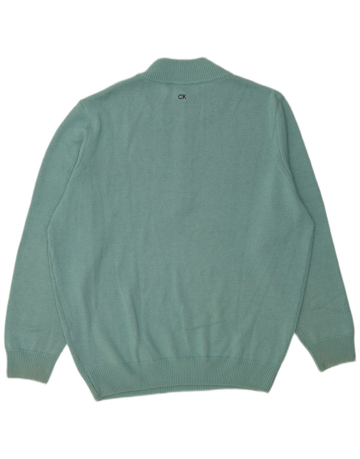 Calvin Klein Herren-Pullover mit Reißverschluss, 2XL, blaue Baumwolle