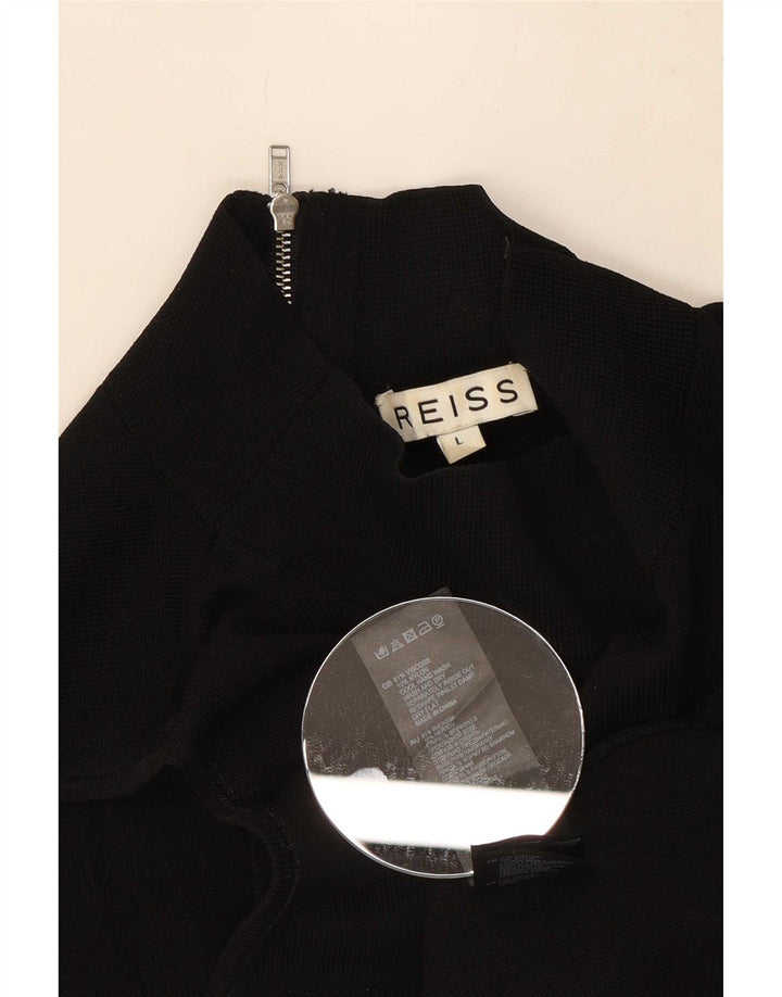 Reiss Damen Weste Top UK 14 Large Schwarz Viskose