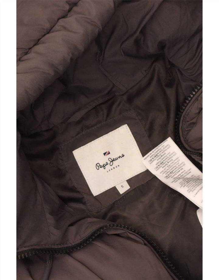 PEPE Jeans Damen-Kapuzen-Übergröße, wattierte Jacke, UK 10, Größe S, grau, Polyester