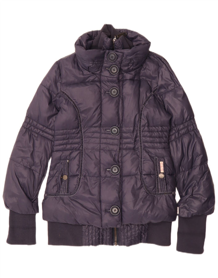 KHUJO Damen Wattierte Jacke UK 14 Large Marineblau Polyamid