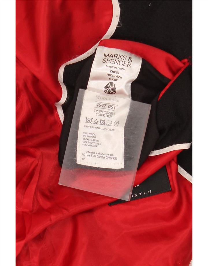 Marks & Spencer Herren-Blazer mit 1 Knopf, UK 42, XL, schwarze Wolle