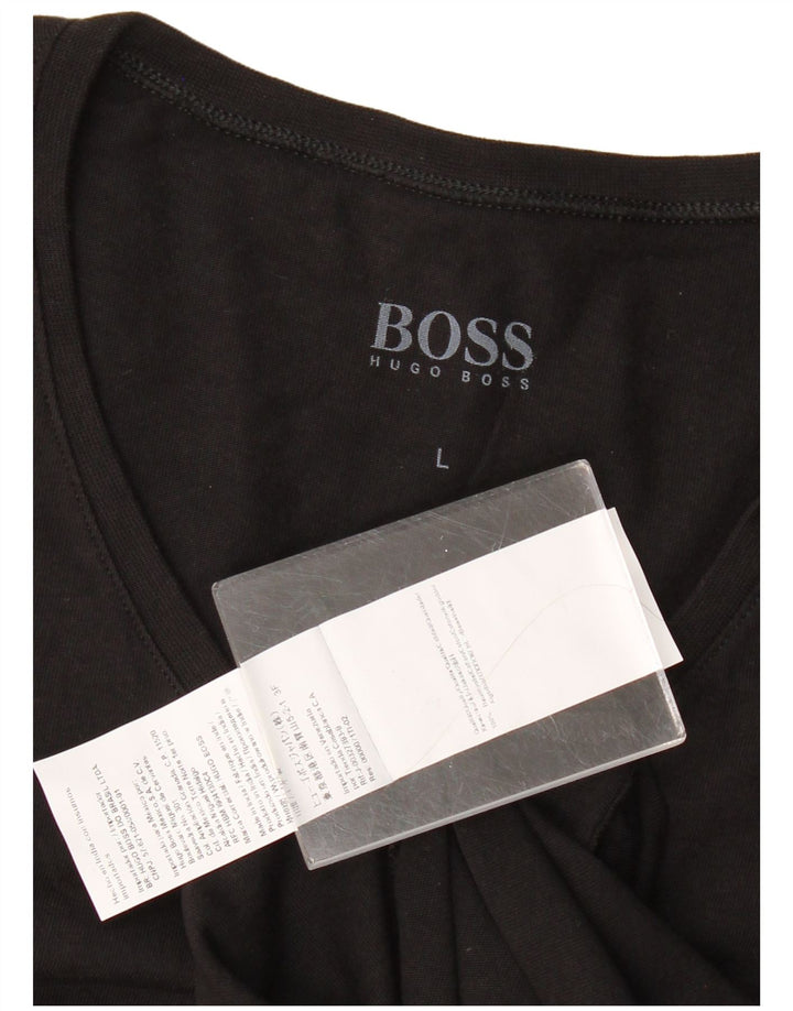 HUGO BOSS Herren T-Shirt Top Large Schwarz Baumwolle