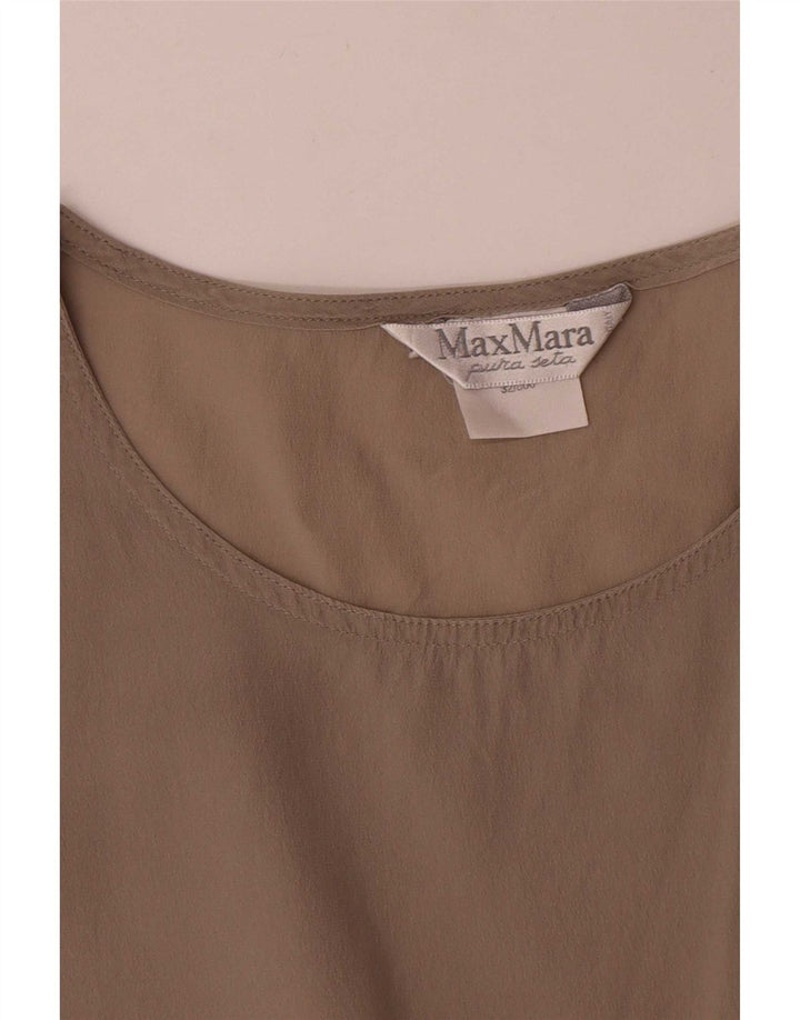 Max Mara Damen Blusenoberteil UK 12 Mittelgraue Seide