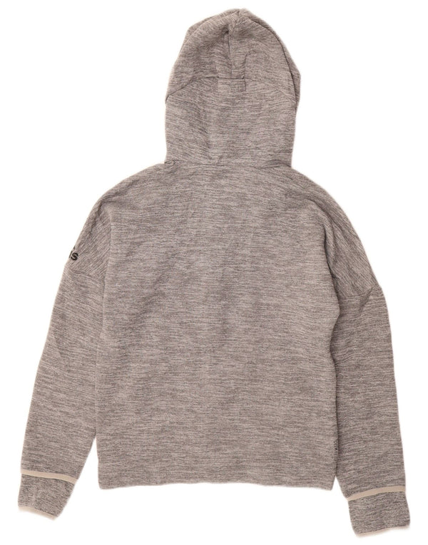 Adidas Jungen Kapuzenpullover mit grafischem Reißverschluss, 11–12 Jahre, grau geflecktes Polyester