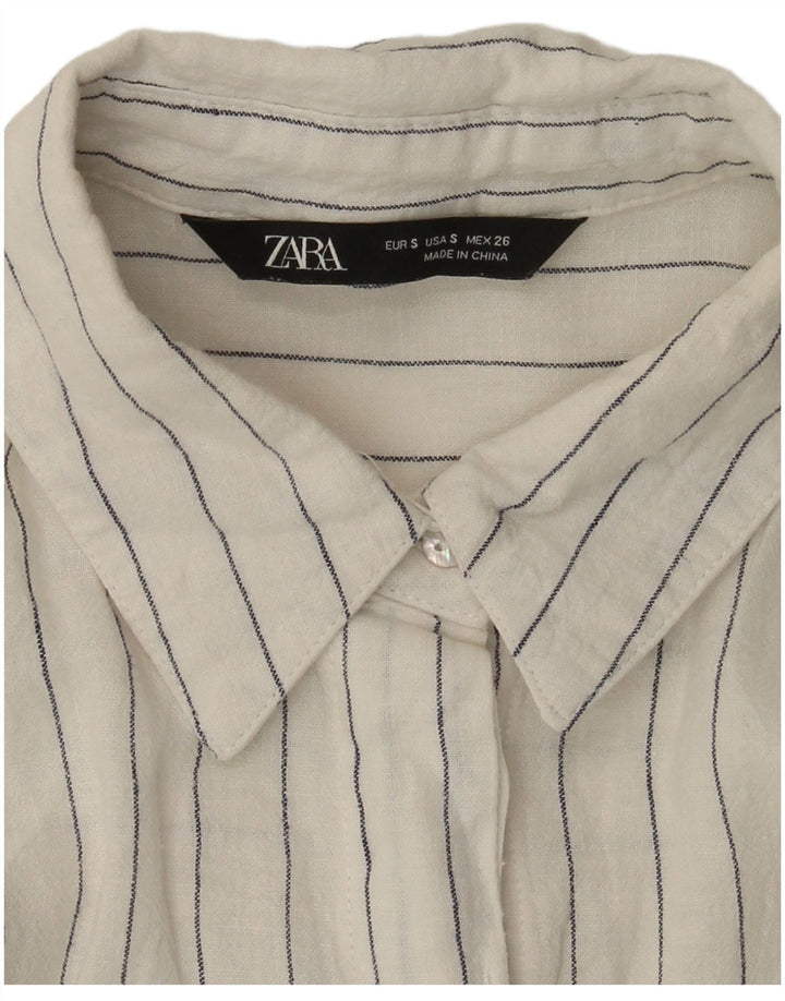 Langes, übergroßes Damenhemd von Zara, Gr. 10, Größe S, Weiß, Nadelstreifen