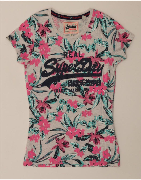 Superdry Grafik-T-Shirt-Oberteil für Damen, UK 6, XS, mehrfarbig, Blumenmuster, Baumwolle