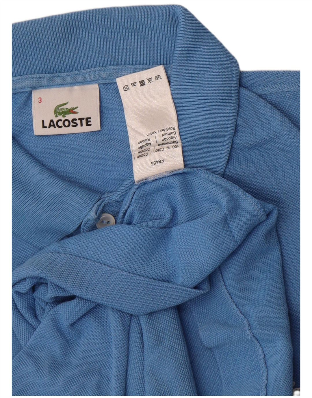 Lacoste Herren-Poloshirt, Größe 3, klein, blaue Baumwolle