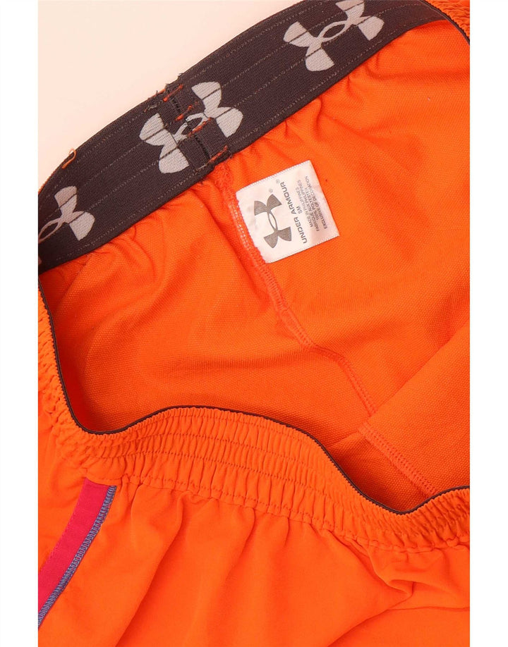 Under Armour Damen Sportshorts UK 8 Small Orange gestreift Polyester