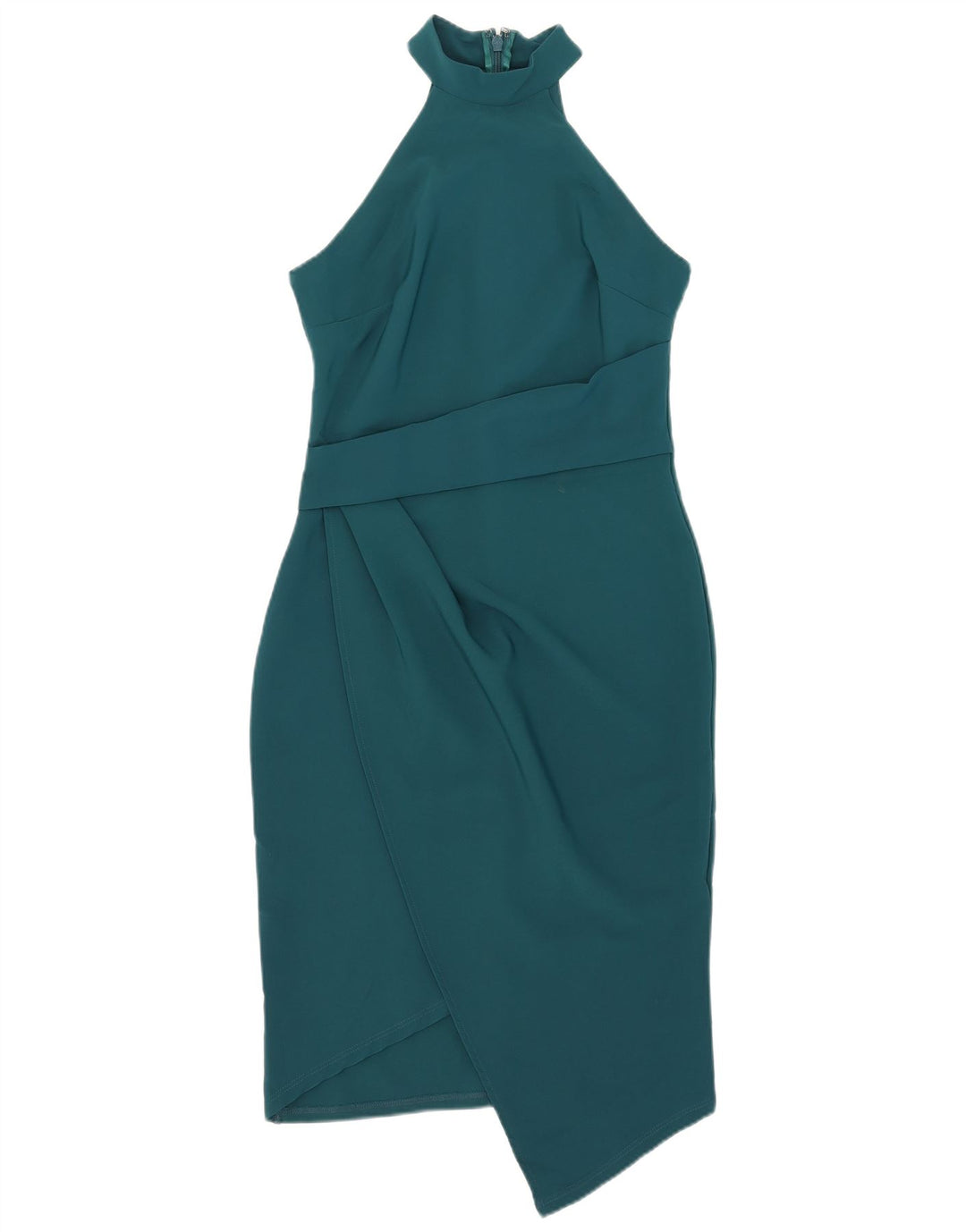 Lipsy Damen Asymmetrisches Neckholder-Kleid UK 12 Mittelgrünes Polyester