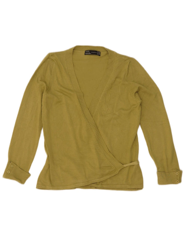 Zara Damen Wickel-Cardigan-Pullover UK 12 Mittelgrüner Rayon