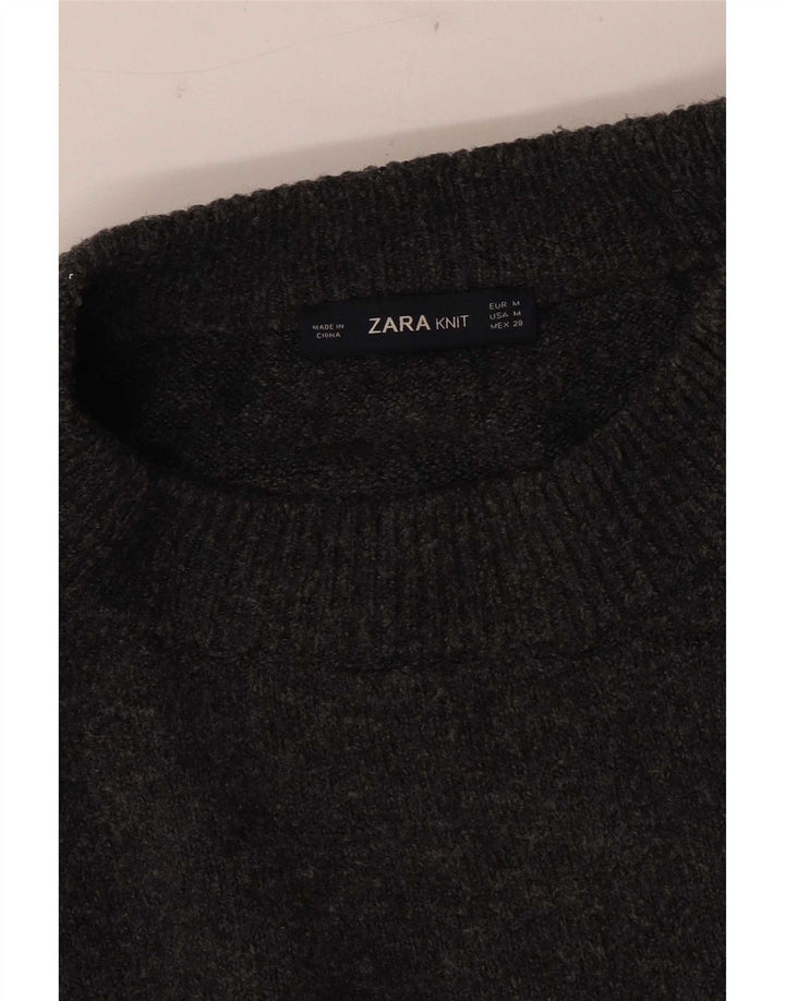 Zara Damen-Pullover, übergroß, Rundhalsausschnitt, Gr. 14, Mittelgrau