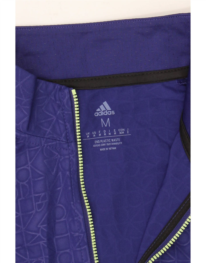 ADIDAS Mens Zip Neck Pullover Tracksuit Top Medium Navy Blue Geometric Vintage Adidas and Second-Hand Adidas from Messina Hembry 