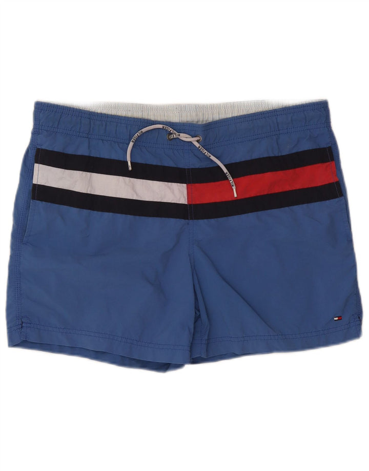 Tommy Hilfiger Herren-Badeshorts, klein, blaues Colourblock-Nylon