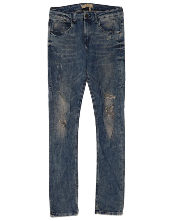 Zara Herren Distressed Skinny Jeans EU 40 Medium W31 L33 Blaue Baumwolle