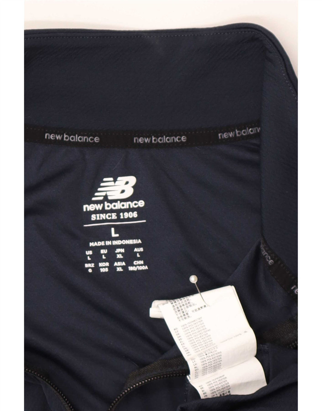 New Balance Herren-Trainingsanzug, Oberteil, Jacke, groß, Marineblau, Polyester, Sport