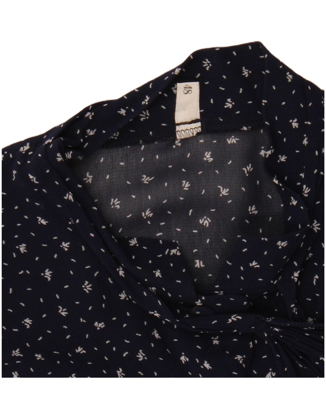 Vintage Damen Durchsichtige Hemdbluse IT 48 XL Marineblau gefleckt