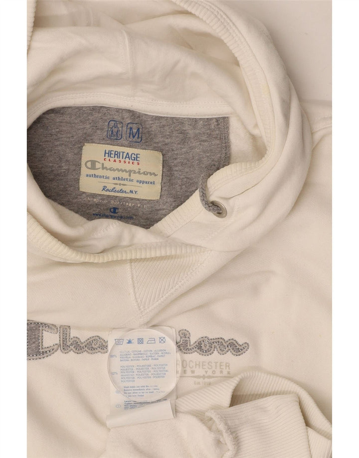 CHAMPION Damen Heritage Classics Graphic Hoodie Pullover UK 14 Mittelweiß