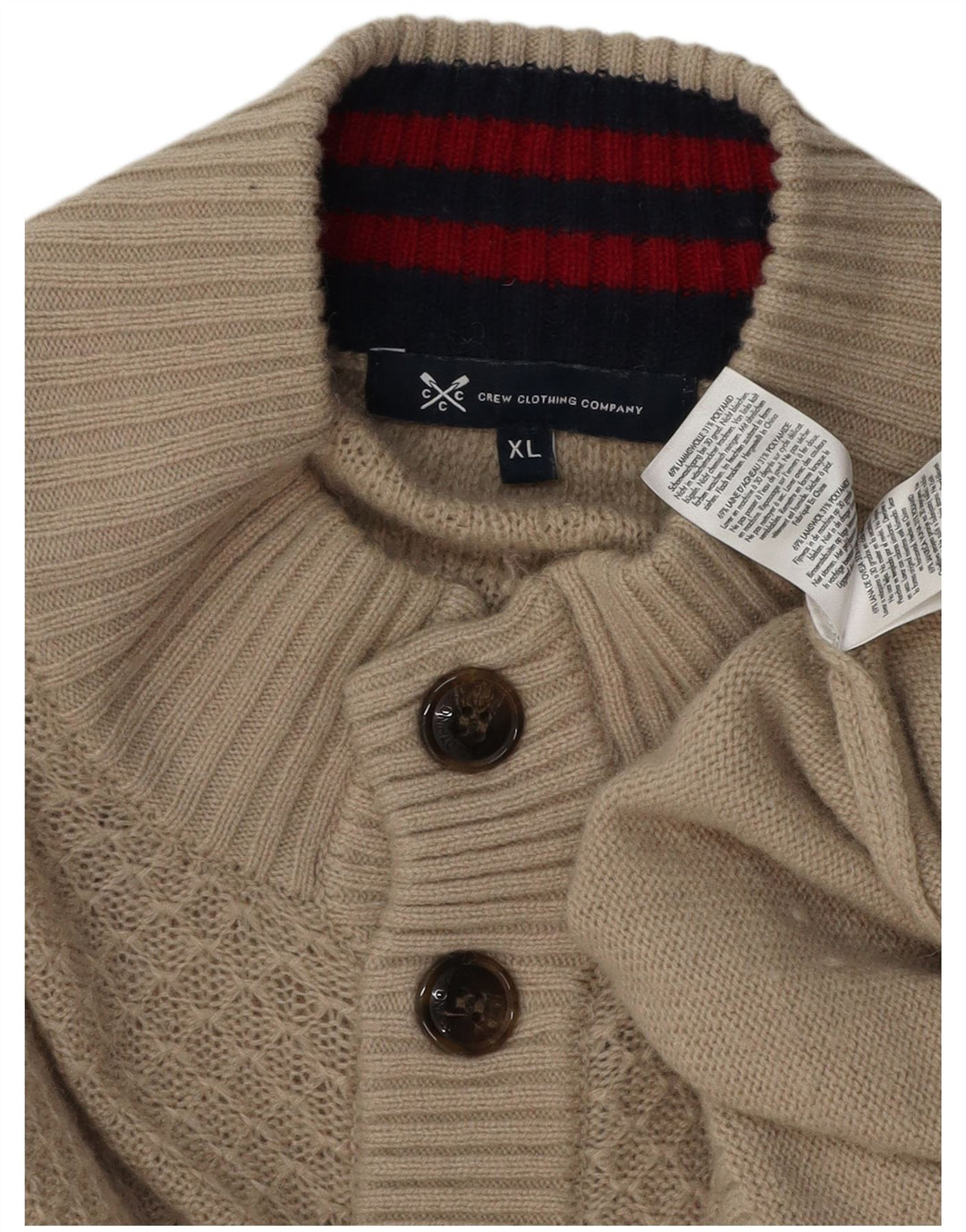 Crew Clothing Herren-Pullover mit Knopfkragen, XL, graue Lammwolle