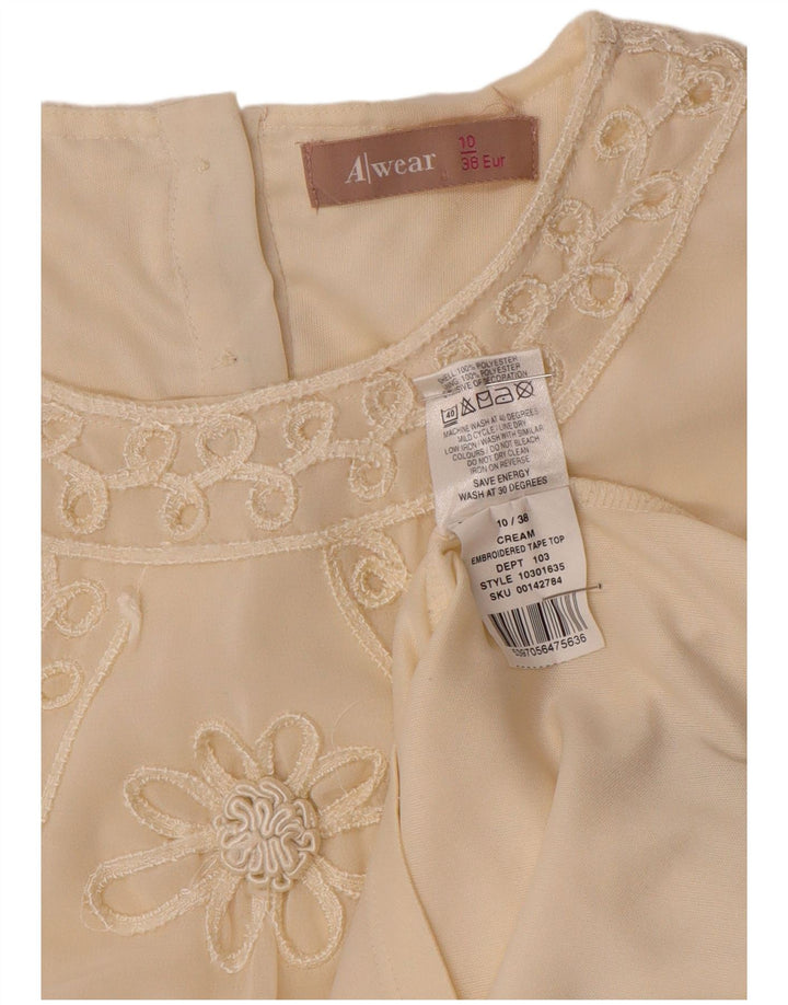 Awear Langarm-Blusenoberteil für Damen, UK 10, Größe S, gebrochenes Weiß, Polyester