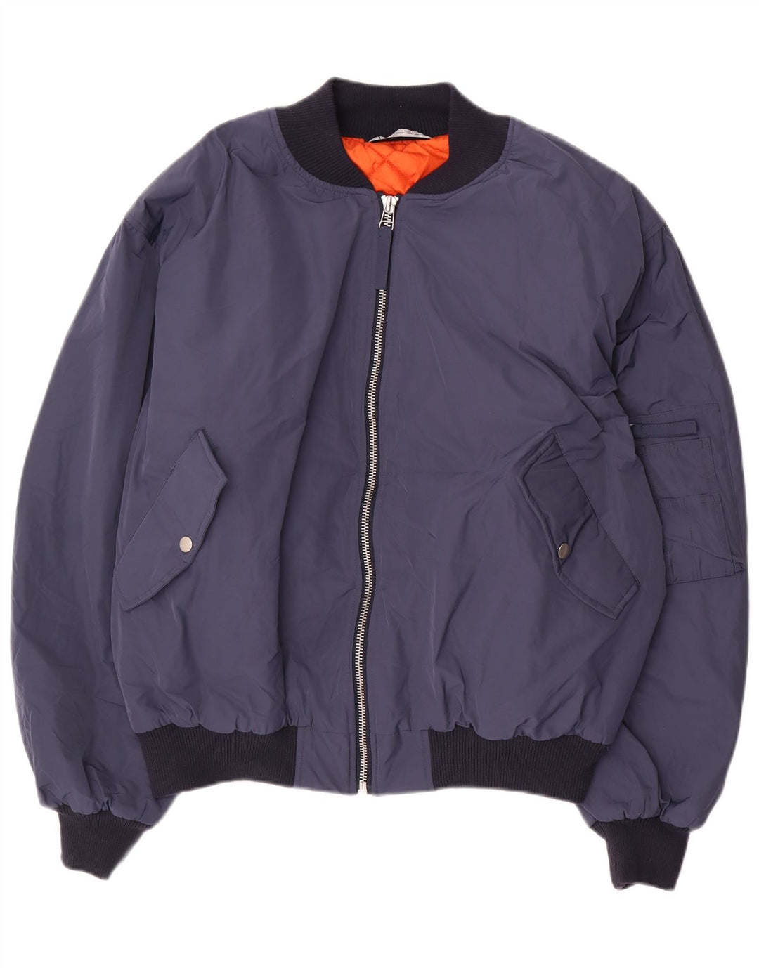 Zara Herren-Bomberjacke mit lockerer Passform, UK 42, XL, Marineblau, Polyester
