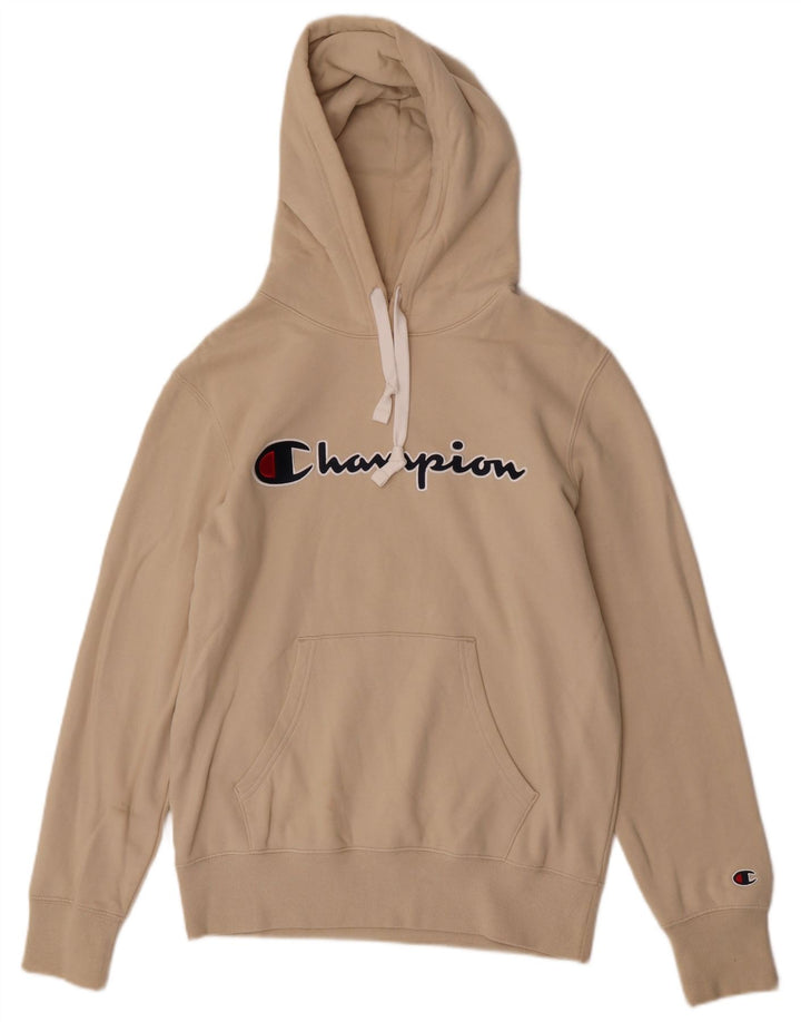 Champion Herren-Kapuzenpullover mit Grafik, reguläre Passform, mittelbeige Baumwolle