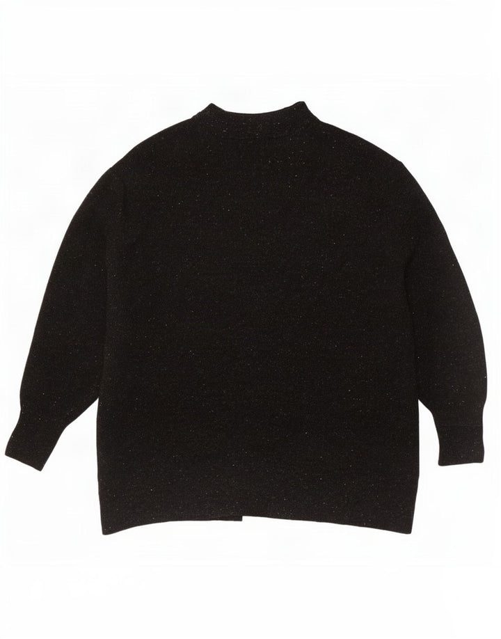 Cos Damen-Strickjacke in Übergröße, Gr. 10, Größe S, schwarz gesprenkelte Wolle