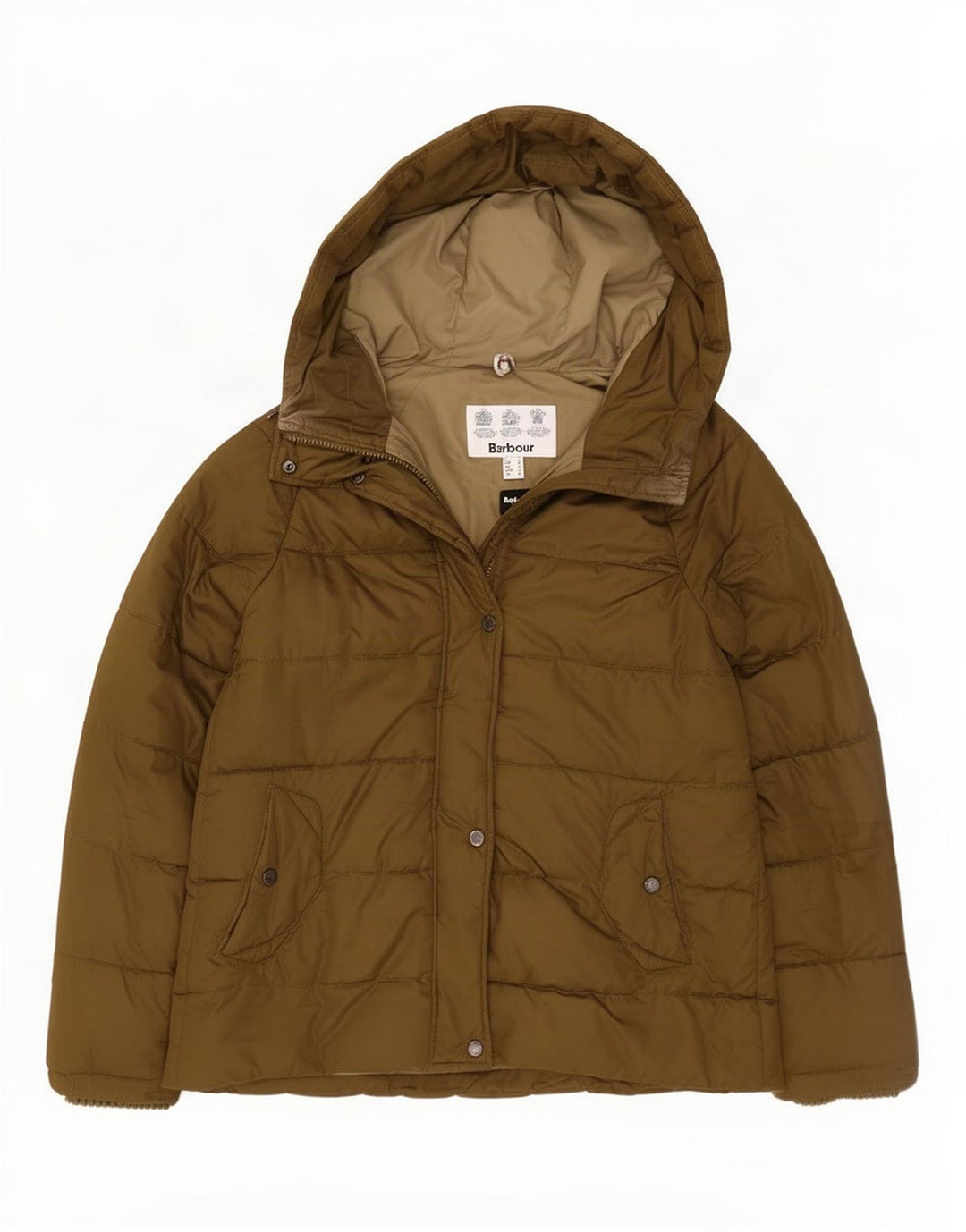 Barbour Damen-Kapuzen-Übergröße, wattierte Jacke, Größe S, Grün, Polyester
