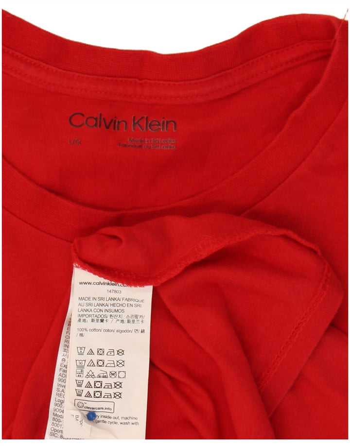 CALVIN KLEIN Herren Grafik T-Shirt Top Große rote Baumwolle
