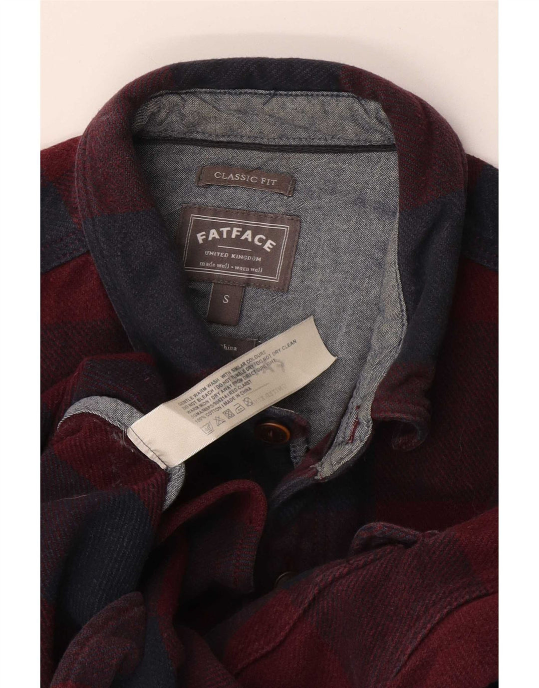 Fat Face Herren-Flanellhemd mit klassischer Passform, klein, rot kariert, Baumwolle